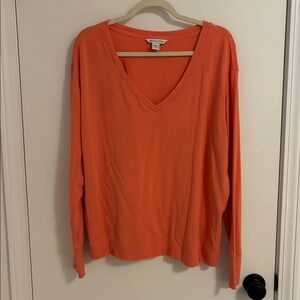 Athleta Sunrise V-Neck Sweatshirt Top Size 1x Beach Peach